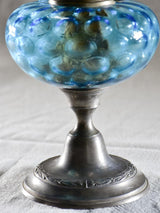 Early 1900's decorative blue oil lamp