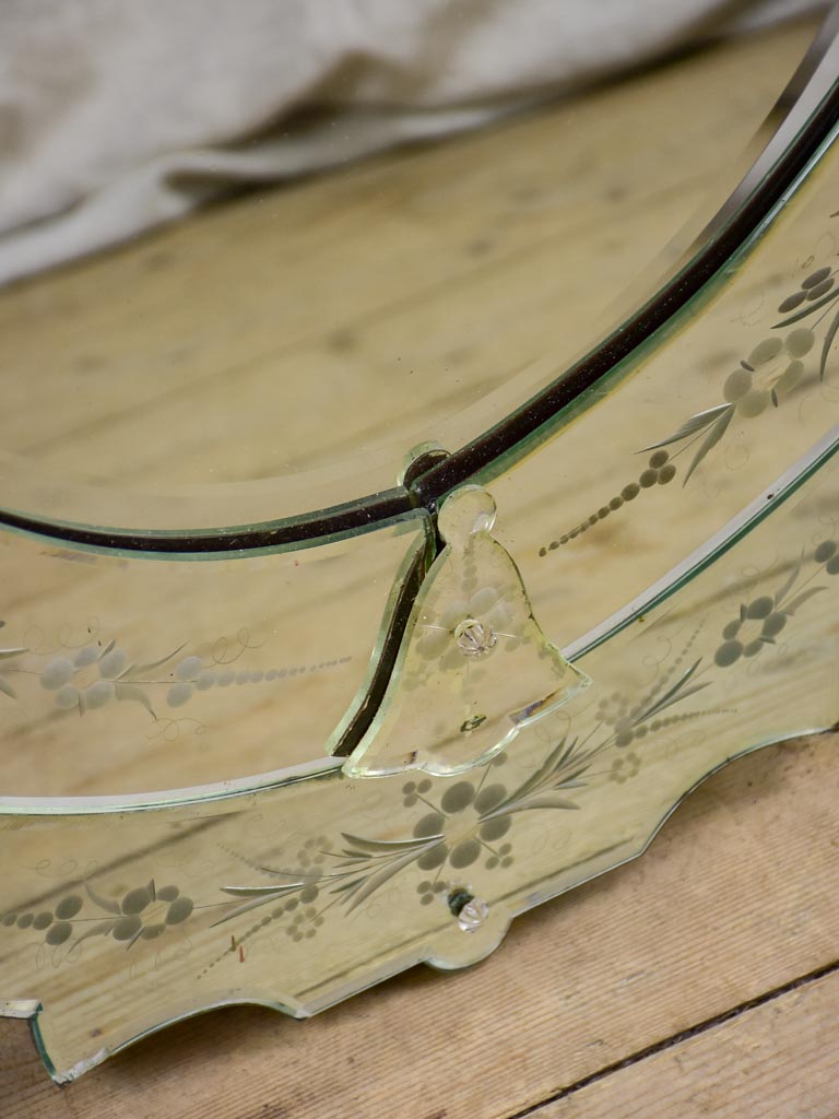 Antique Venetian mirror - oval with crest 27½" x 48"