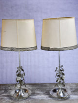 Pair of tall table lamps with parchment shades