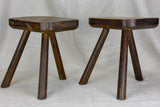 Pair of small beech wood 3 legged milking stools