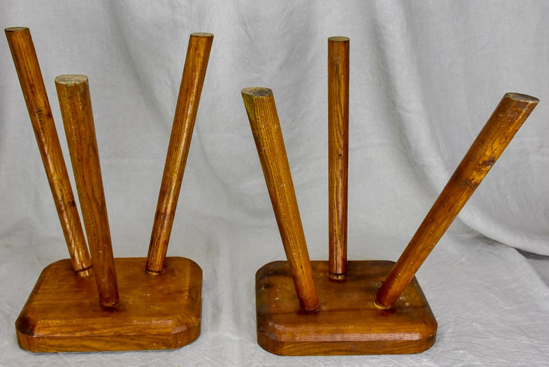 Pair of beech wood 3 legged milking stools