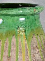 Vintage olive jar with green glaze 33"