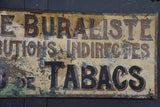 Early 20th century French sign from a Tobacco shop "Recette buraliste" 20" x 59"