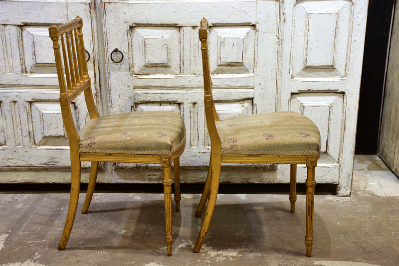 Pair of 18th Century Louis XVI gilded cane chairs – Chez Pluie