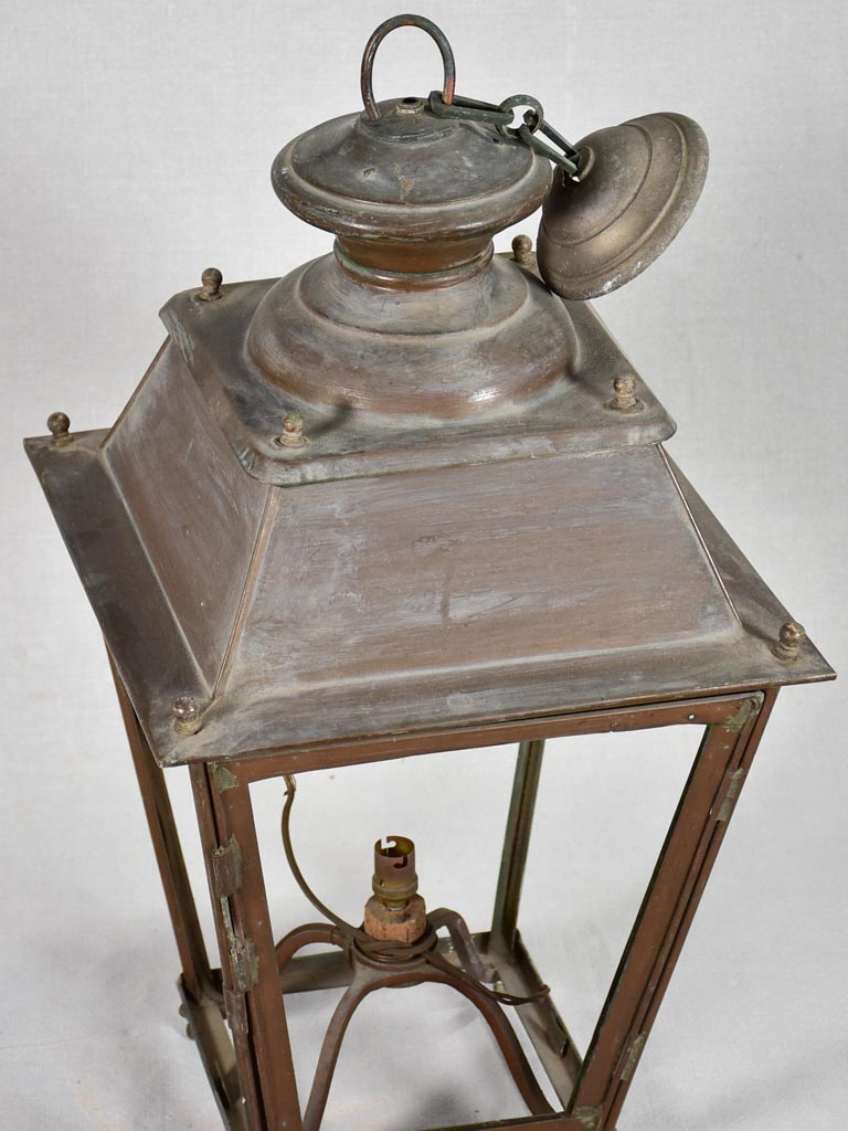 Antique French copper lantern 28"