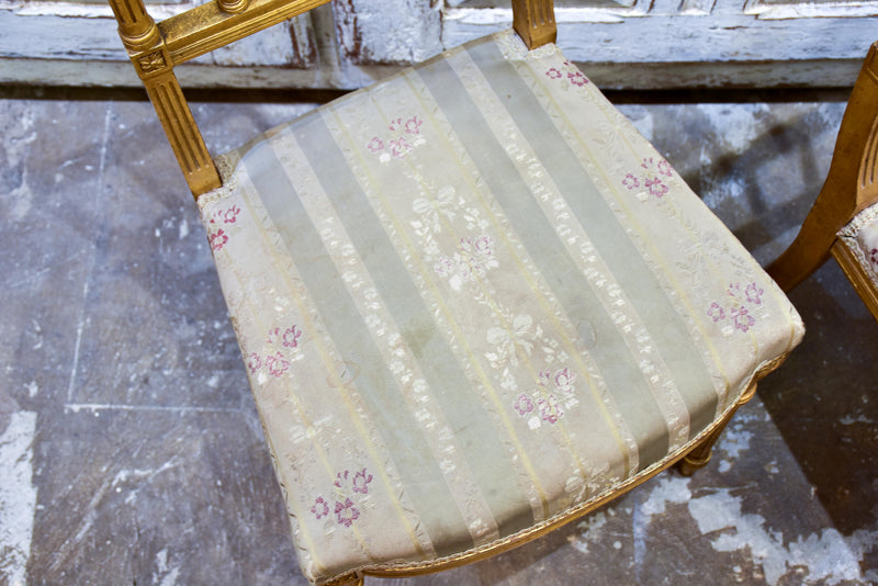 Pair of Louis XVI style gilded chairs