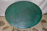 Round antique French folding garden table with green paint finish