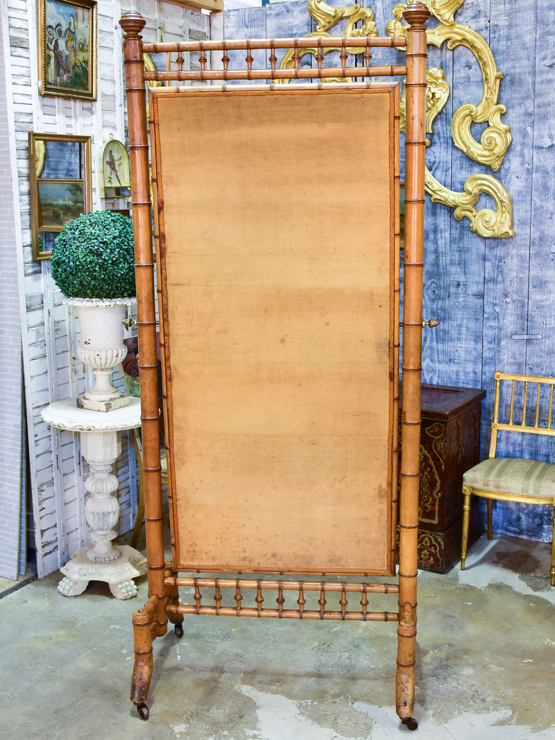 Large adjustable French mirror with faux bamboo frame