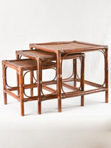 3 vintage bamboo and rattan nesting tables 20½"