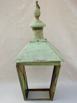 Large nineteenth century French copper lantern with stained glass 34¼"