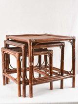 3 vintage bamboo and rattan nesting tables 20½"