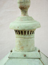 Large nineteenth century French copper lantern with stained glass 34¼"