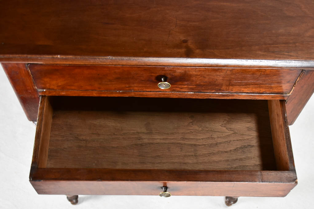 19th-century Louis Philippe walnut side table with two drawers 30¼"