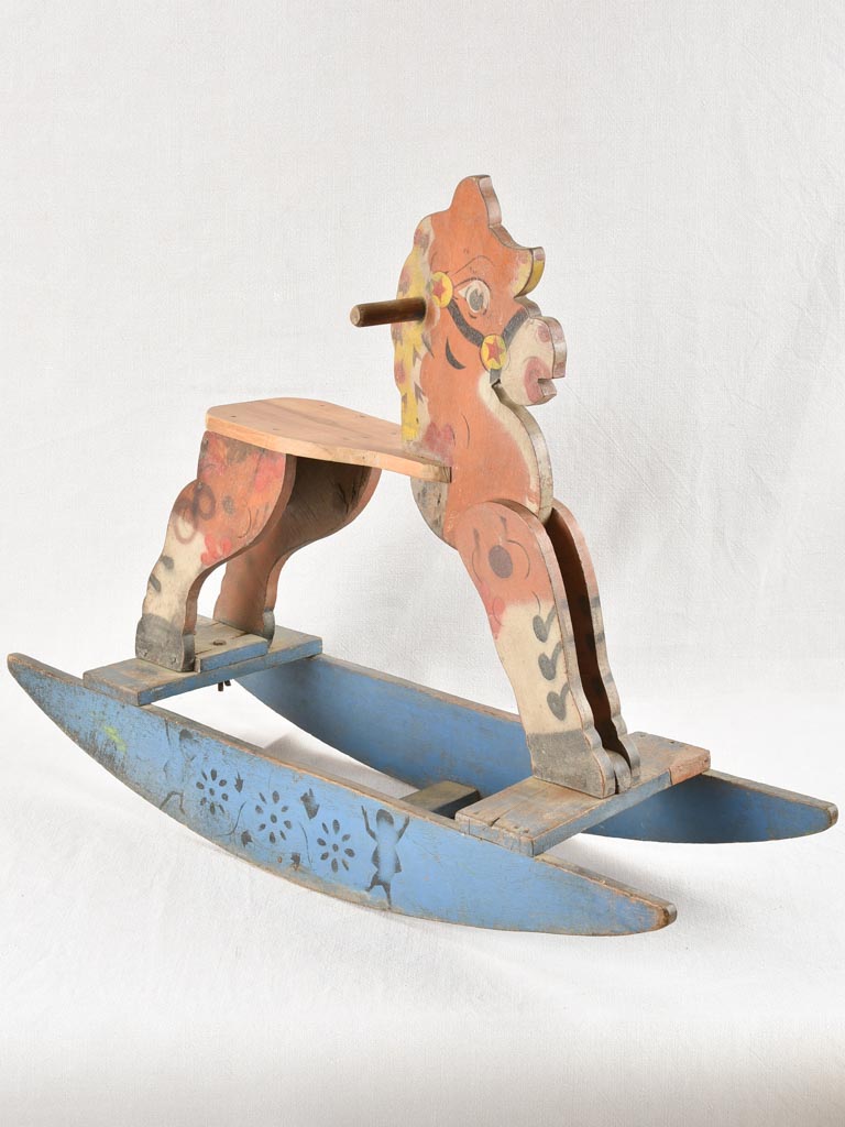 Antique French wooden crafted rocking horse