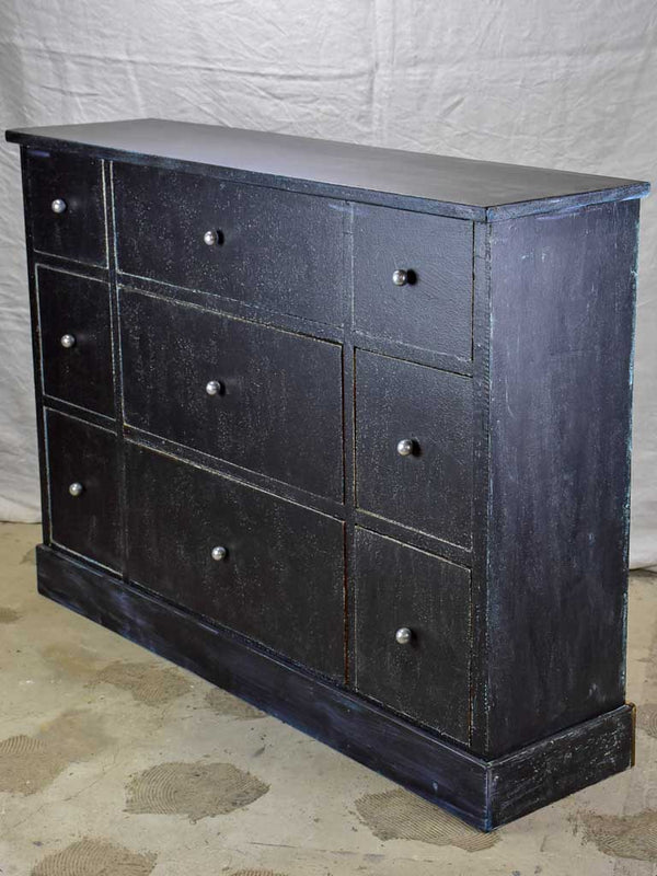 Early 20th Century workshop drawers with black patina