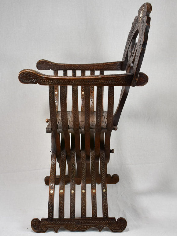 Rugged Mid-Century Syrian Curule Armchair