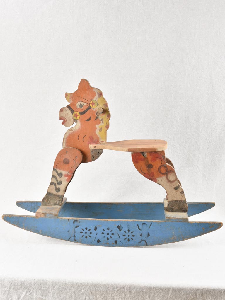 Vintage French wooden rocking horse