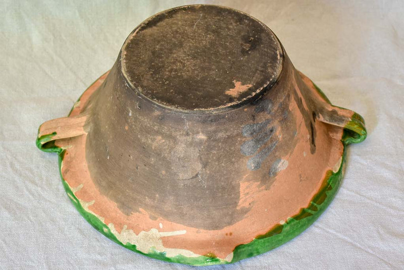 Antique French bowl 'tian' with green glaze