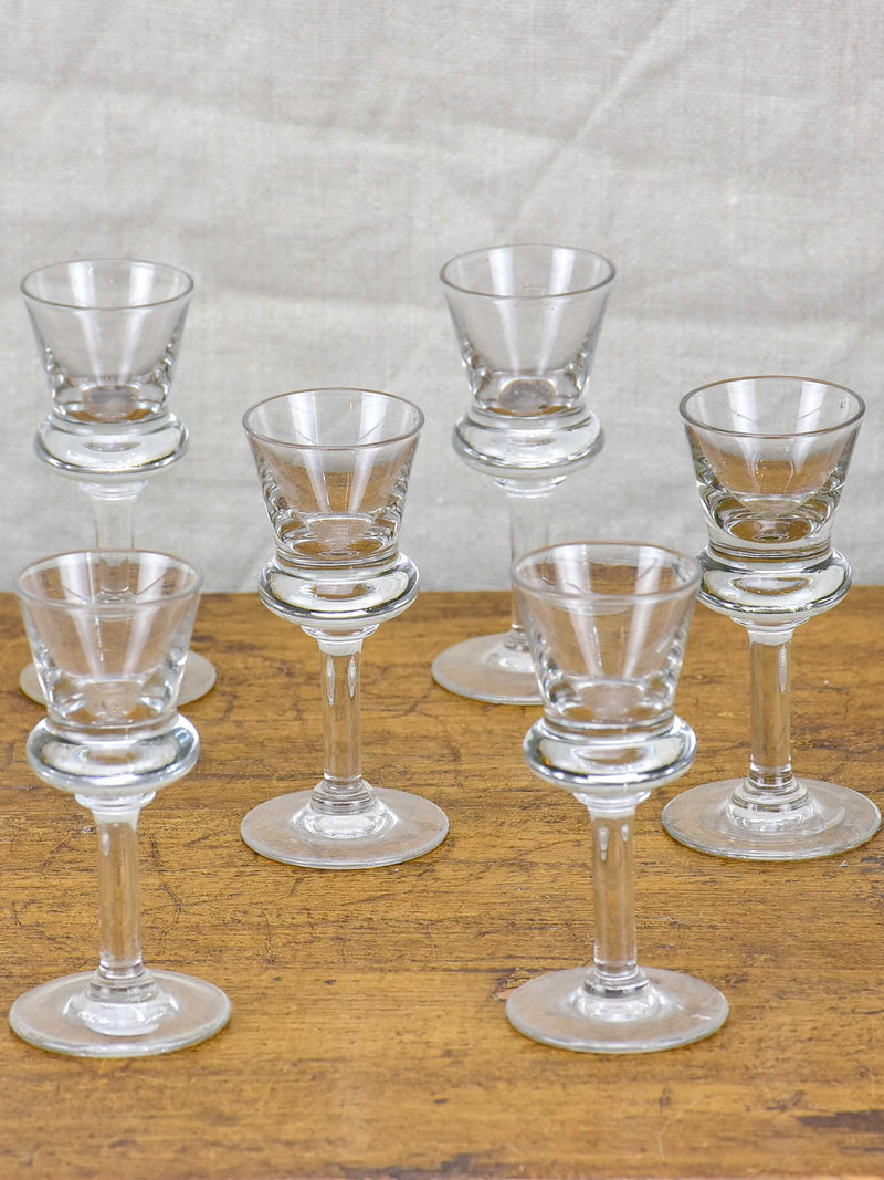 Set of six French bistro liqueur glasses