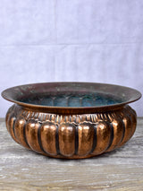 Vintage hammered copper bowl / plant stand
