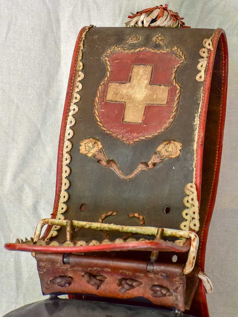 Antique Swisse cowbell with leather strap