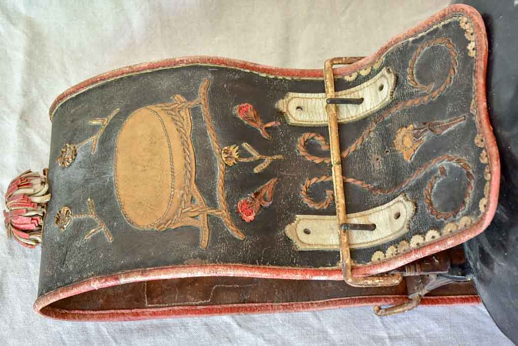 Large antique Swiss cowbell with leather strap