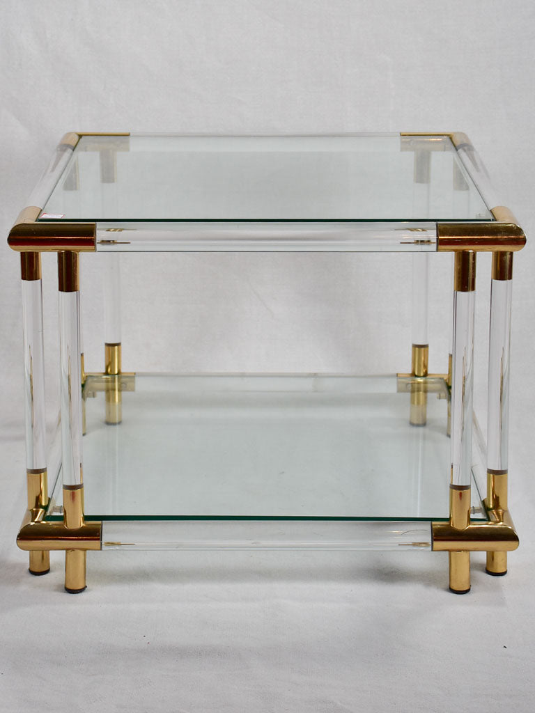 1970s square glass coffee table 18"