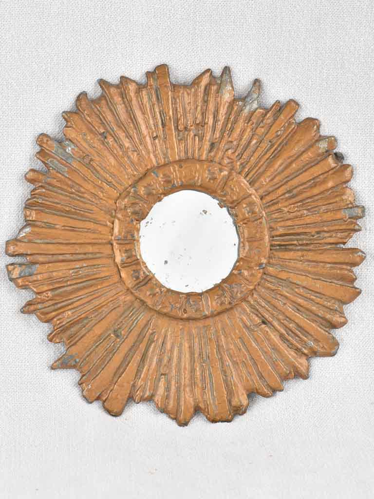 French Vintage sunburst mirror - metal 9"
