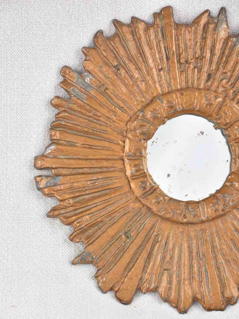 French Vintage sunburst mirror - metal 9"