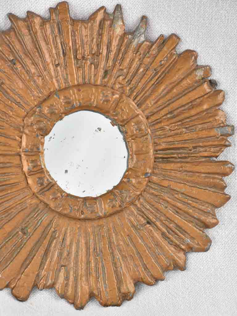 French Vintage sunburst mirror - metal 9"