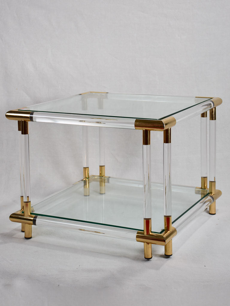 1970s square glass coffee table 18"