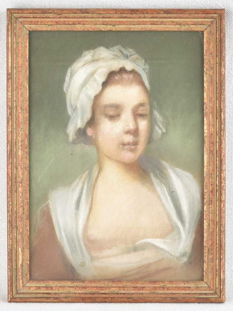 Antique Pastel Portrait of 18th Century Lady