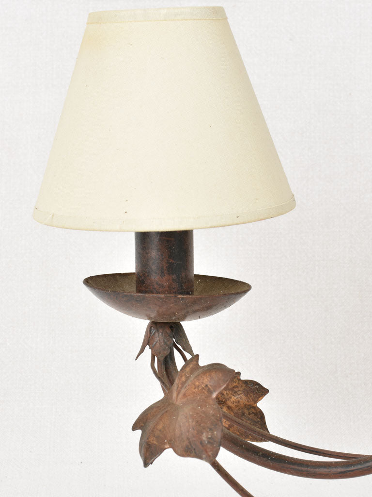 Pretty three light three light chandelier with ivy - 1900s