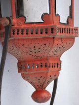Antique French processional lantern with red patina 24"