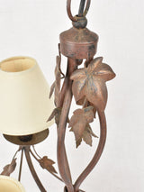 Pretty three light three light chandelier with ivy - 1900s
