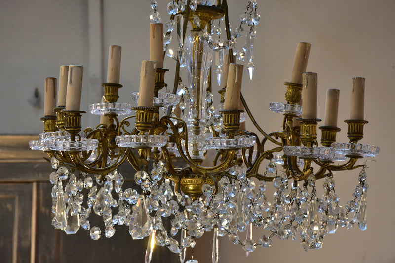 Bronze and glass chandelier - 16 light