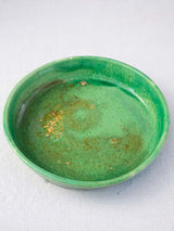 RESERVED Vintage French terracotta pot plant saucer with green glaze 11¾"