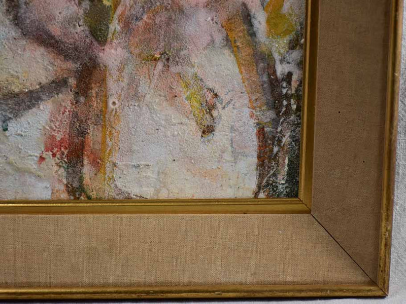 Large abstract vintage mixed media painting - bathing ladies - Marc Asterlind 27¼" x 34¾"