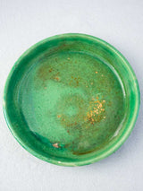 RESERVED Vintage French terracotta pot plant saucer with green glaze 11¾"