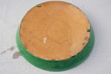 RESERVED Vintage French terracotta pot plant saucer with green glaze 11¾"