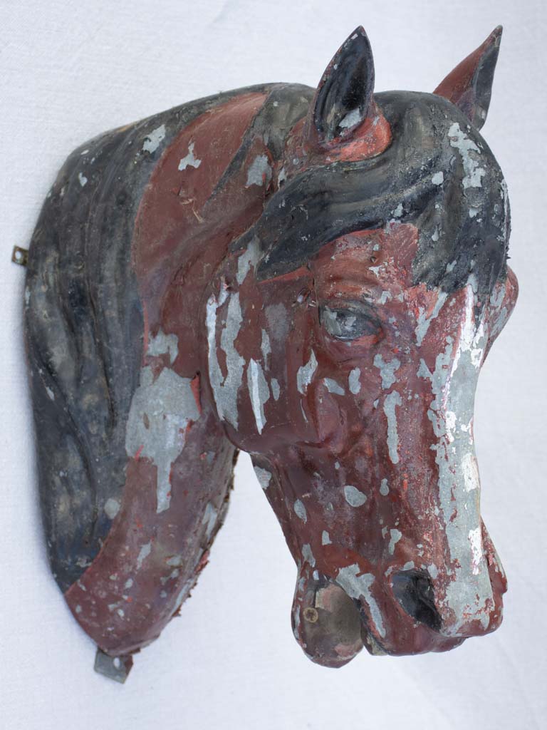 Rustic zinc horse head from stables - 19th century 14¼"