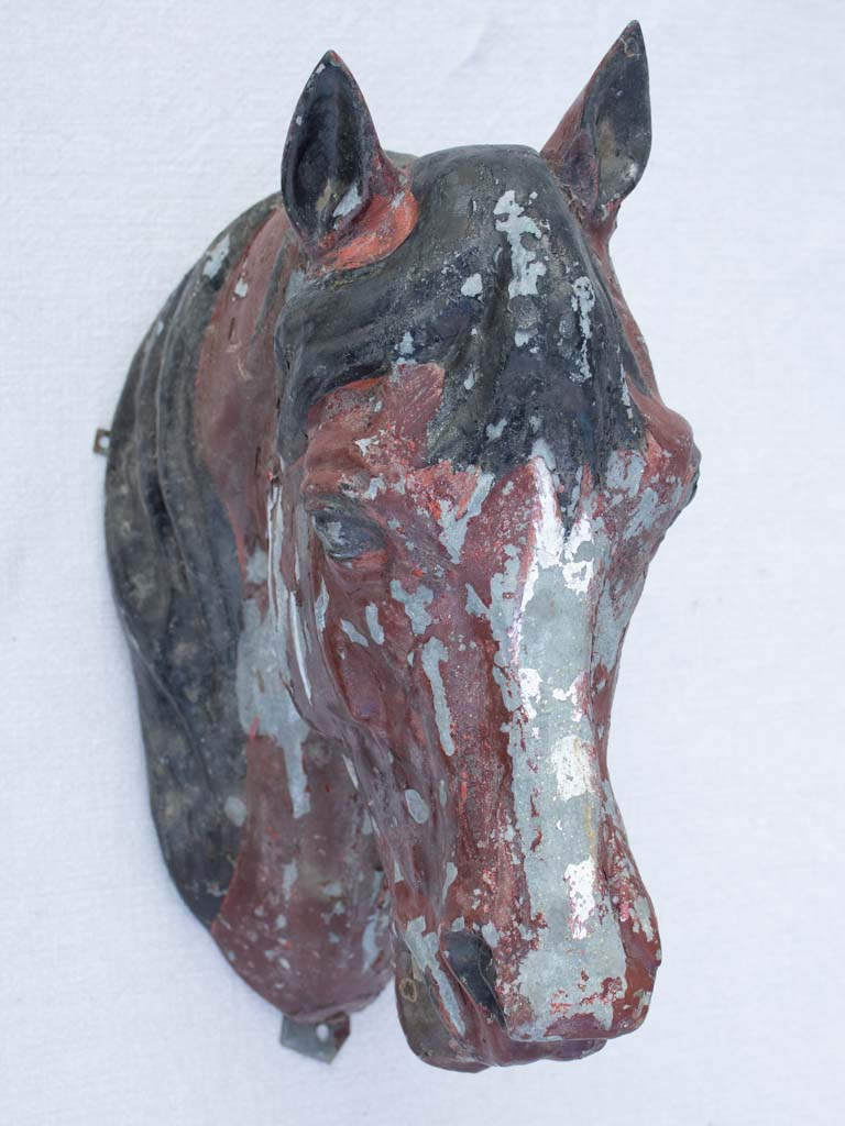 Rustic zinc horse head from stables - 19th century 14¼"