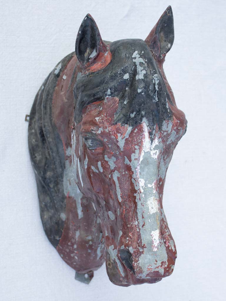 Rustic zinc horse head from stables - 19th century 14¼"