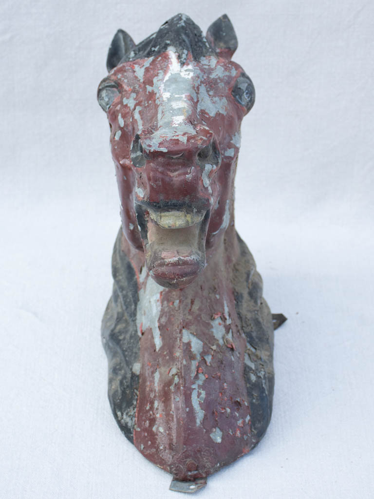 Rustic zinc horse head from stables - 19th century 14¼"