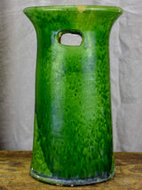 Large mid-century vase with green glaze and handles
