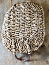Woven French basket tray with cane handles