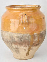 Classic antique French confit pot with yellow ocher glaze 13"