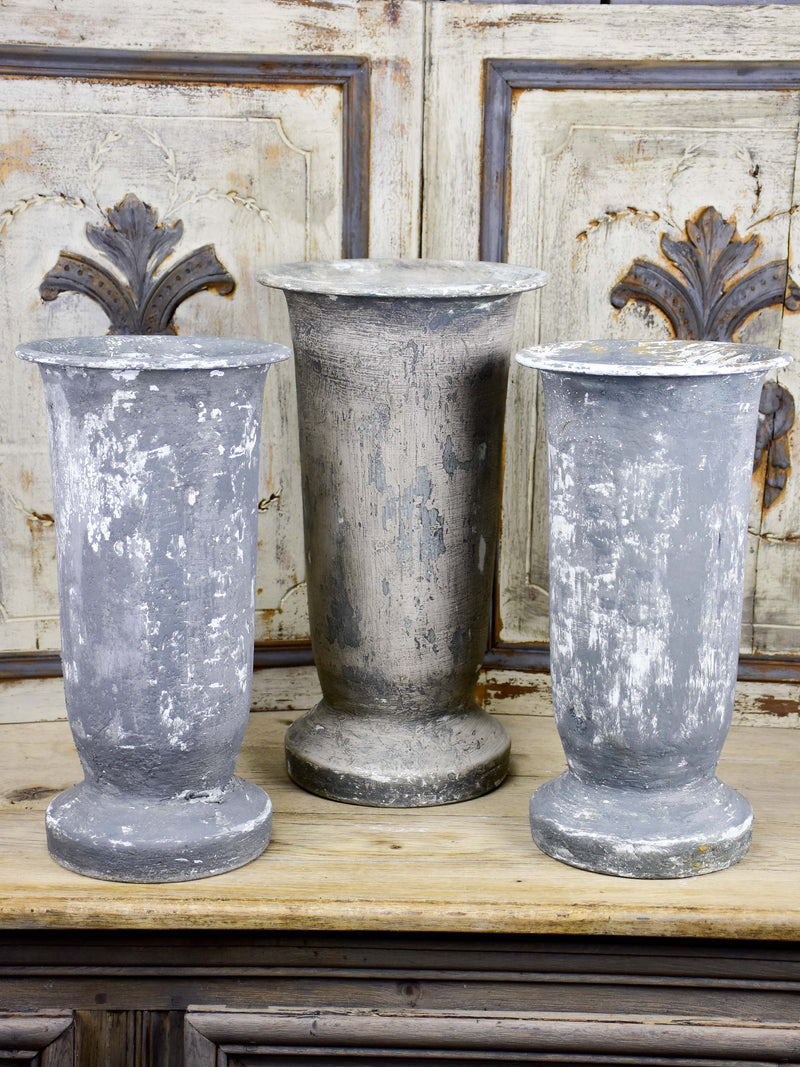 Three vintage French florist vases