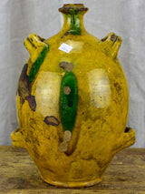 Antique French Provincial Conscience jug with yellow glaze - water / oil