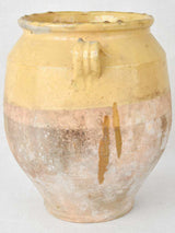 Large pale yellow antique French confit pot 12¼"